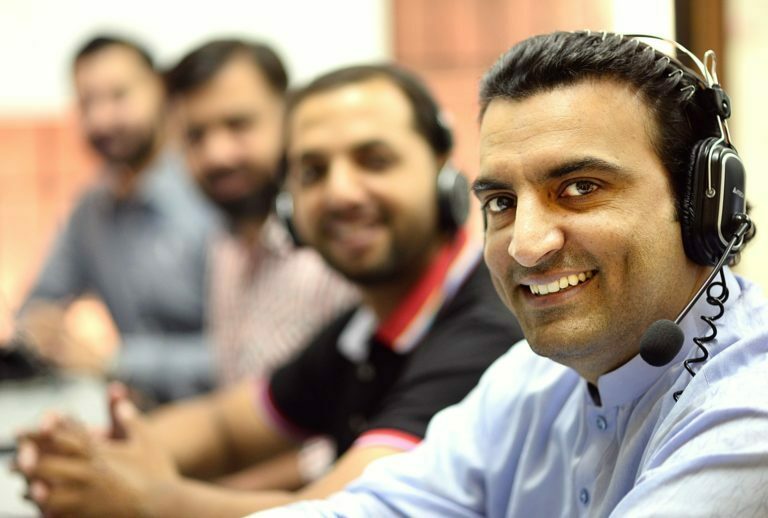 a group of people smiling