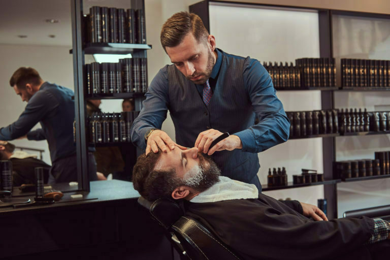 a man getting a haircut
