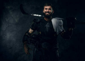 Portrait of powerful hockey player