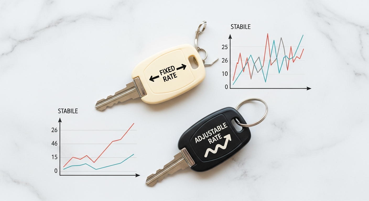 Infographic comparing fixed-rate vs. adjustable-rate mortgage payments and interest over time