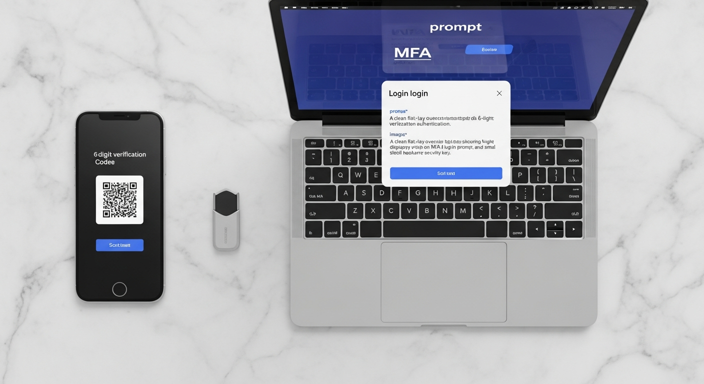 Illustration of a secure laptop and smartphone with padlock icons, representing device and software security best practices.