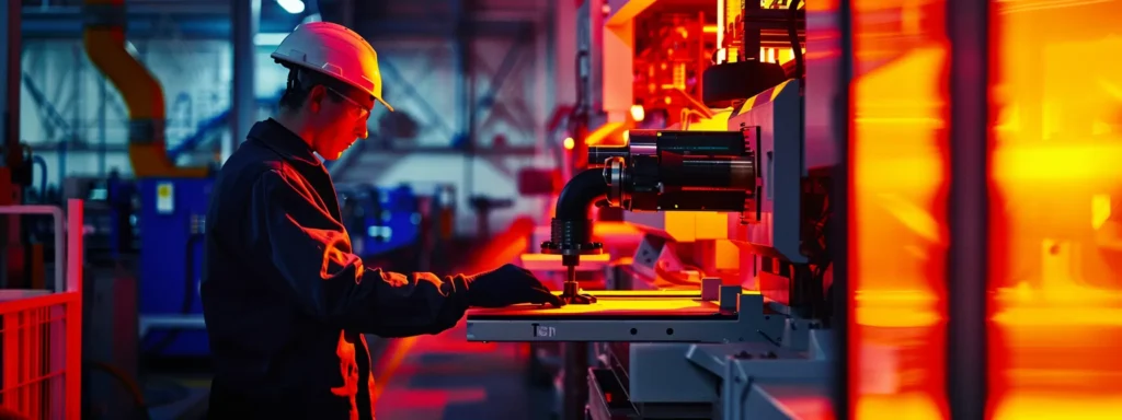 a worker operating a cnc tube bending machine at a manufacturing facility.