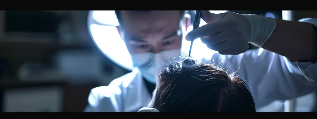 a professional business person using specialized tools to remove lice from a client's head.
